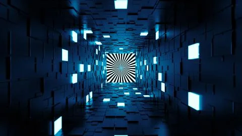 3d render abstract background. Long corridor. Simple shape extruded with rand Stock Illustration