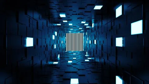 3d render abstract background. Long corridor. Simple shape extruded with rand Stock Illustration