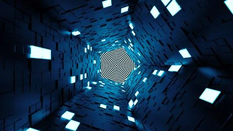 3d render abstract background. Long corridor. Simple shape extruded with rand Stock Illustration