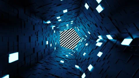 3d render abstract background. Long corridor. Simple shape extruded with rand Stockillustratie