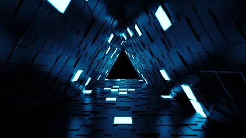 3d render abstract background. Long corridor. Simple shape extruded with rand Stock Illustration