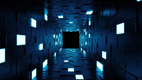 3d render abstract background. Long corridor. Simple shape extruded with rand Stockillustratie