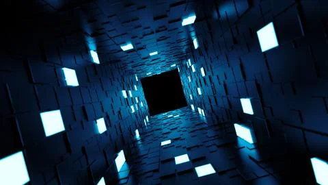 3d render abstract background. Long corridor. Simple shape extruded with rand Stock Illustration