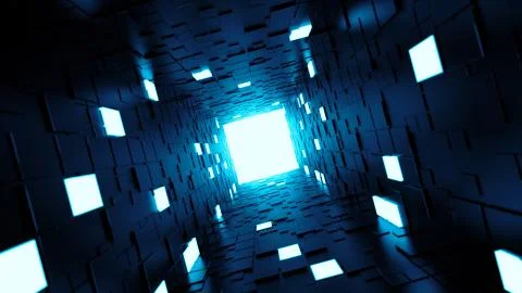 3d render abstract background. Long corridor. Simple shape extruded with rand Stock Illustration