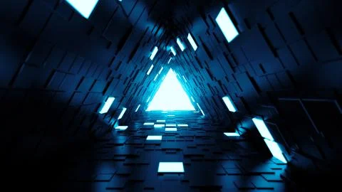 3d render abstract background. Long corridor. Simple shape extruded with rand Stock Illustration