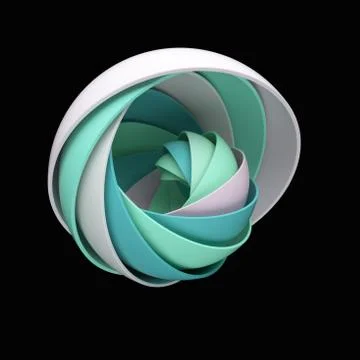 3d render abstract background. A lot of semispheres cloned into spiral form w Stock Illustration