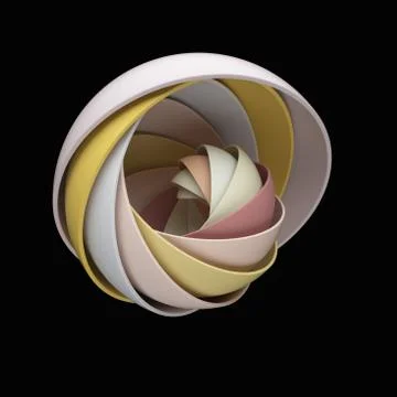 3d render abstract background. A lot of semispheres cloned into spiral form w Stock Illustration