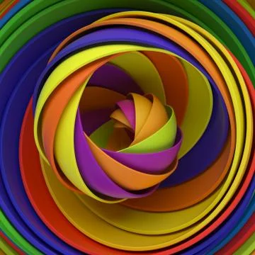 3d render abstract background. A lot of semispheres cloned into spiral form w Stock Illustration