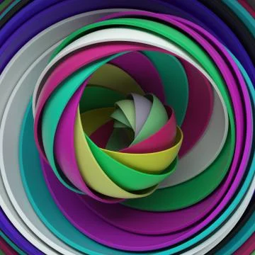 3d render abstract background. A lot of semispheres cloned into spiral form w Stock Illustration