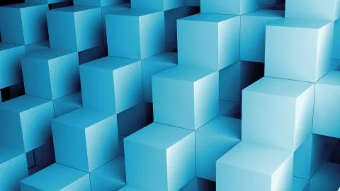 3d render abstract background made of repetitive cube pattern. Stock Illustration