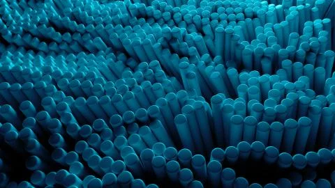 3d render abstract background made of chaotic vertical tubes. Simple shape wi Stock Illustration