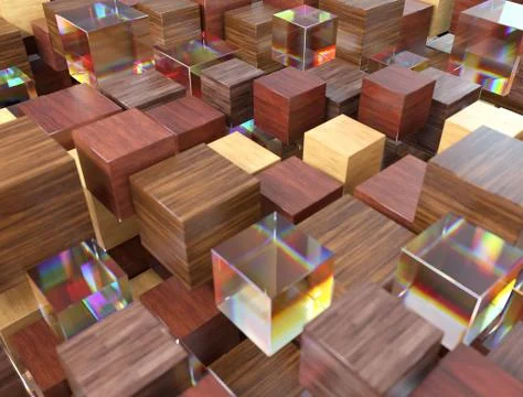 3D render abstract background made of cubes 스톡 일러스트