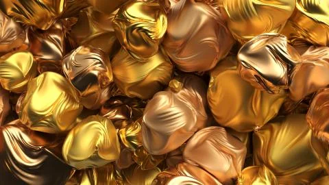 3d render abstract background with metal decorative deformed elements... Stock Illustration