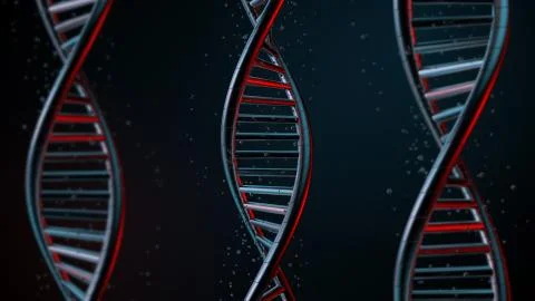 3d render abstract background with metal DNA helix. Medical concept. Metal re Stock Illustration