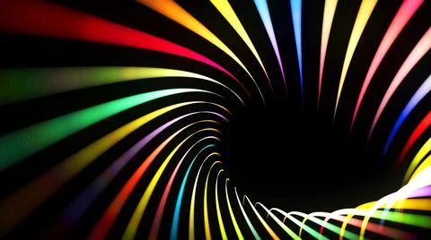 3d render. Abstract background with multicolor light streaks, light and bokeh Illustrazione stock