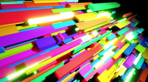 3d render. Abstract background with multicolor cubes or blocks grid in air and Illustrazione stock