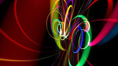 3d render. Abstract background with multicolor light streaks, light and bokeh 스톡 일러스트