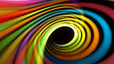 3d render. Abstract background with multicolor light streaks, light and bokeh Stock Illustration