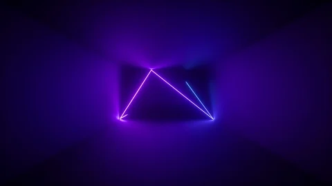 3d render, abstract background, neon rays inside dark box, tunnel, corridor, Video stock 99345669
