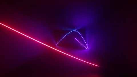 3d render, abstract background, neon rays inside dark box, tunnel, corridor, Stock Footage 99345679