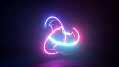 3d render, abstract background, neon light glowing, torus, cosmic knot, laser Stock Footage 108102122