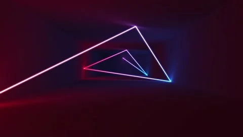 3d render, abstract background, neon rays inside dark box, tunnel, corridor Stock Footage 168506833