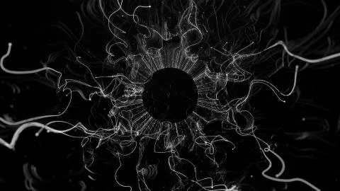 3d render abstract background. Particles with curled trail affected with turb Stock Illustration