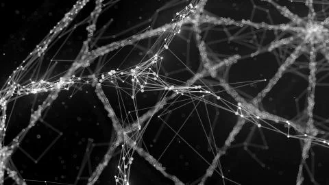 3d render abstract background. Plexus lines. Complex technology structures. D Stock Illustration