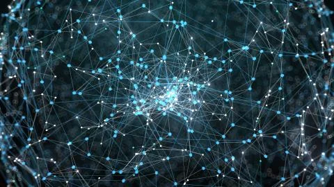 3d render abstract background. Plexus lines. Complex technology structures. D Stock Illustration