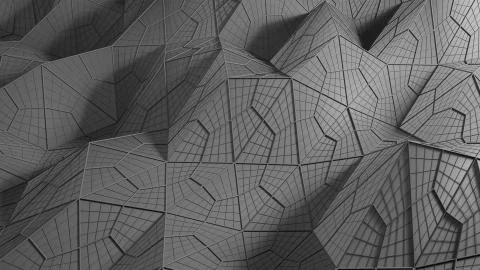 3d render abstract background. Polygonal structure of wavy surface. Simple lo Stock Illustration