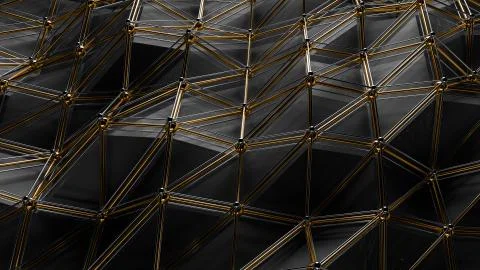 3d render abstract background. Polygonal structure of wavy surface. Simple lo Stock Illustration