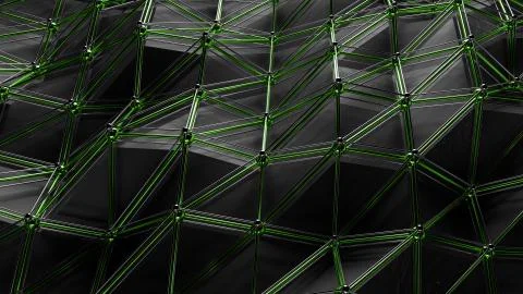 3d render abstract background. Polygonal structure of wavy surface. Simple lo Stock Illustration