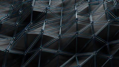 3d render abstract background. Polygonal structure of wavy surface. Simple lo Stock Illustration