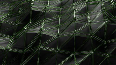 3d render abstract background. Polygonal structure of wavy surface. Simple lo Stock Illustration