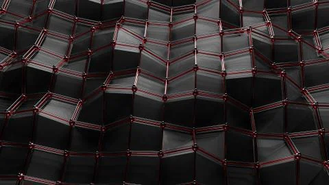 3d render abstract background. Polygonal structure of wavy surface. Simple lo Stock Illustration