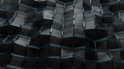 3d render abstract background. Polygonal structure of wavy surface. Simple lo Illustrazione stock