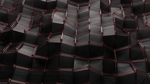 3d render abstract background. Polygonal structure of wavy surface. Simple lo Stock Illustration