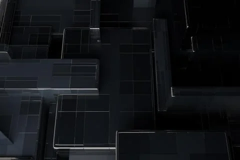 3d render abstract background. Random scale of rectangular metallic shapes. S Stock Illustration