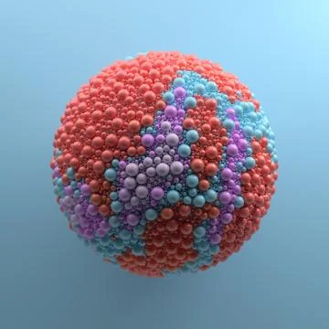 3d render abstract background with simple geometry made of sphere primitives. Stock Illustration