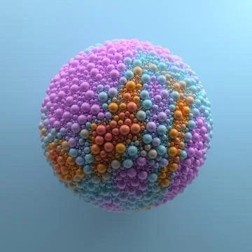 3d render abstract background with simple geometry made of sphere primitives. Stock Illustration