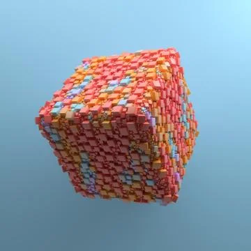 3d render abstract background with simple geometry made of square primitives. Stock Illustration