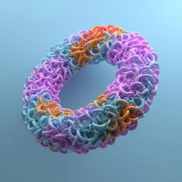 3d render abstract background with simple geometry made of tourus primitives. Stock Illustration