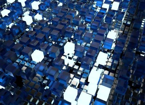 3d render abstract background.  A stack of cubes with different materials. Gr Stock Illustration