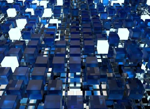 3d render abstract background.  A stack of cubes with different materials. Gr 스톡 일러스트
