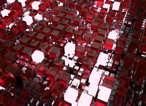 3d render abstract background.  A stack of cubes with different materials. Gr Stock-Illustration