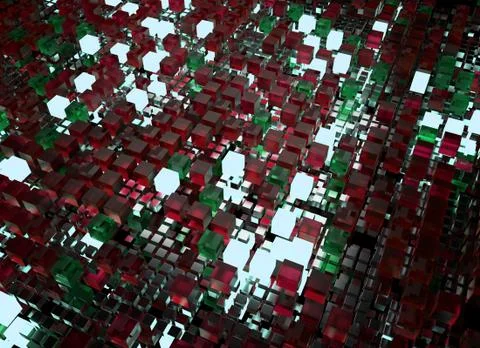 3d render abstract background.  A stack of cubes with different materials. Gr Stock Illustration
