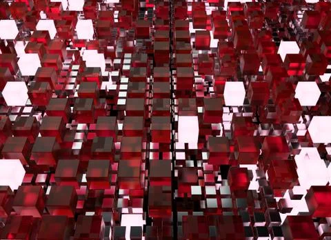 3d render abstract background.  A stack of cubes with different materials. Gr 스톡 일러스트