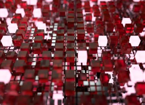 3d render abstract background.  A stack of cubes with different materials. Gr Stock Illustration