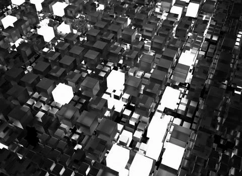 3d render abstract background.  A stack of cubes with different materials. Gr Stock Illustration