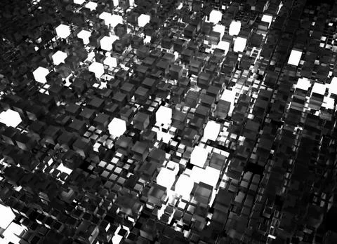 3d render abstract background.  A stack of cubes with different materials. Gr Stock Illustration